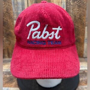 Vintage Style Corduroy Pabst Blue Ribbon Beer Racing Team SnapBack Hat